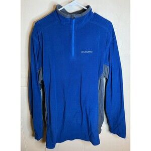 Columbia Mens XL Blue & Gray Long Sleeve 1/4 Zip Pullover Fleece Sweater